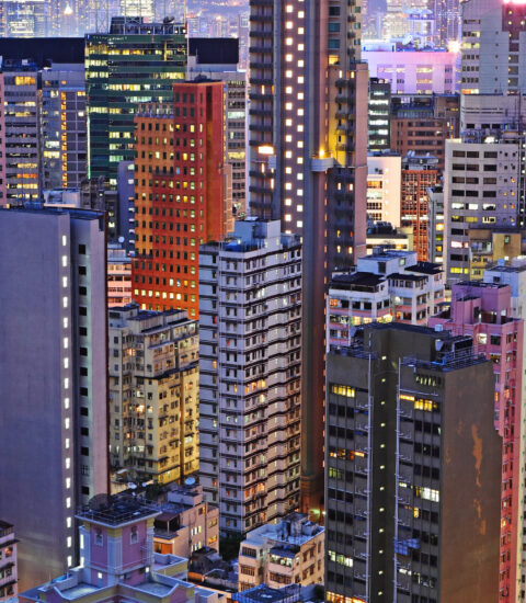 apartment building at night